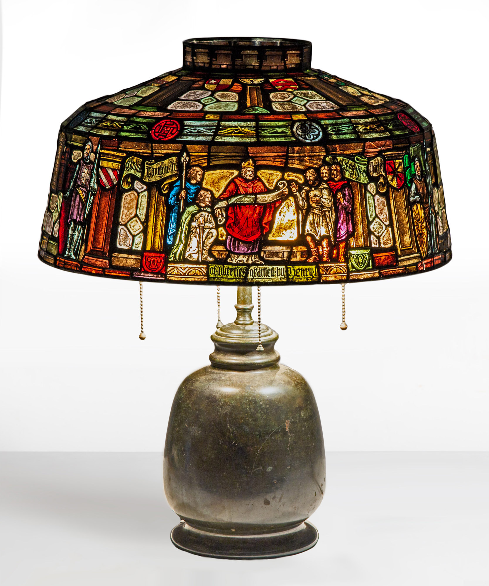 Appraisal: DUFFNER KIMBERLY MAGNA CARTA LAMP Early th century Leaded and