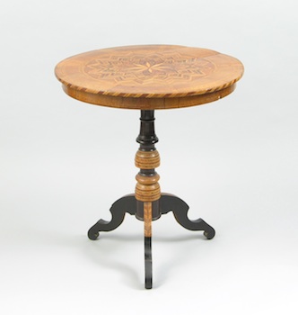 Appraisal: A Folk Art Marquetry Center Table A circular hand made