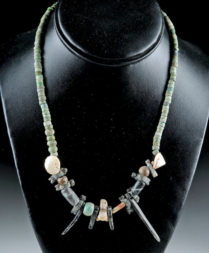 Appraisal: Peruvian Greenstone Obsidian Shell Necklace Pre-Columbian Peru northcoast ca to