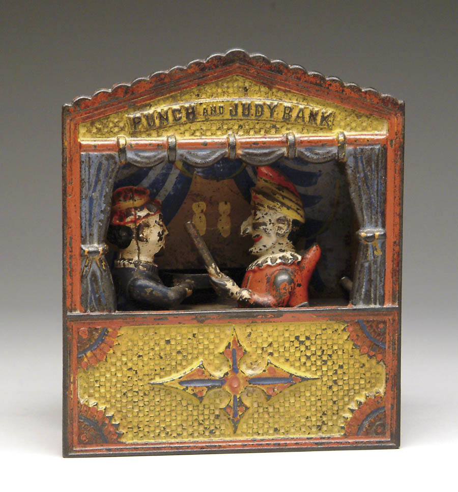 Appraisal: PUNCH AND JUDY MECHANICAL BANK Patented Depicts Punch and Judy