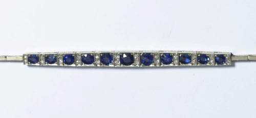 Appraisal: SAPPHIRE AND DIAMOND BRACELET Budapest ca White gold Classic Rivi