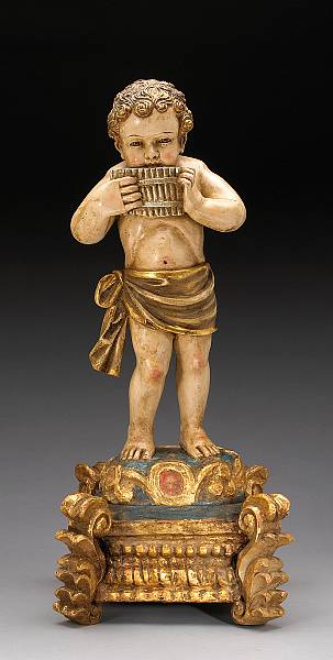 Appraisal: A Spanish colonial style painted and parcel gilt figure of