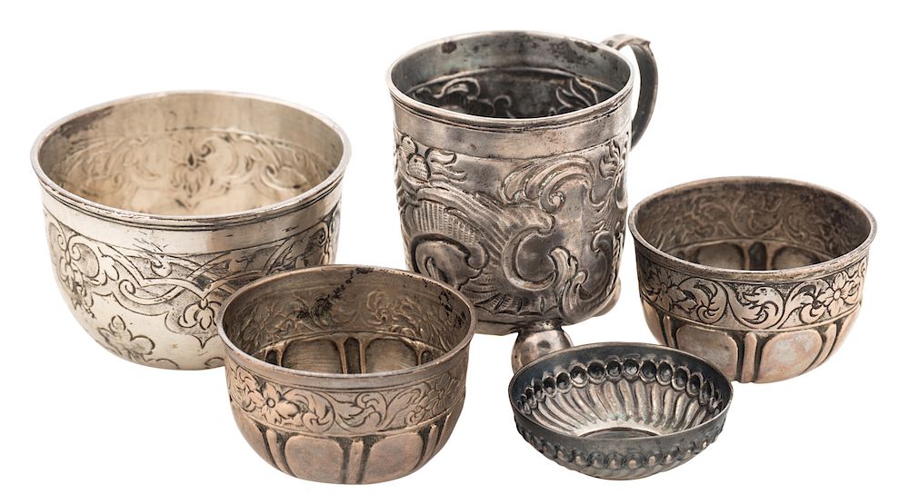 Appraisal: A RUSSIAN SILVER SET OF FOUR BOWLS AND A CUP