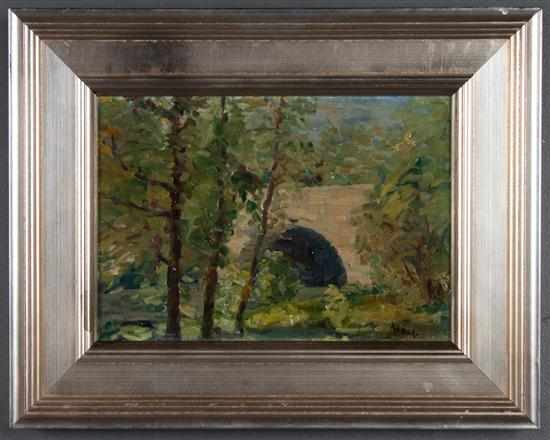 Appraisal: Karl Albert Buehr German - Landscape with Bridge oil on