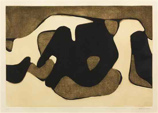 Appraisal: Conrad Marca-Relli American - Black Brown and White Abstraction etching