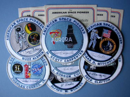 Appraisal: Signed Patches A group of seven -inch diameter cloth patches