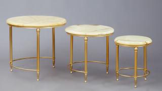 Appraisal: Nest of Three Gilt Brass and Onyx Top Tables th