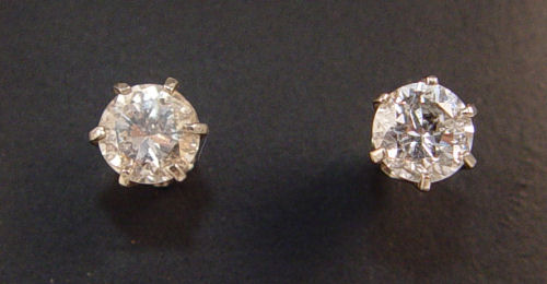 Appraisal: CTW DIAMOND SOLITAIRE STUD EARRINGS K white gold earrings Two