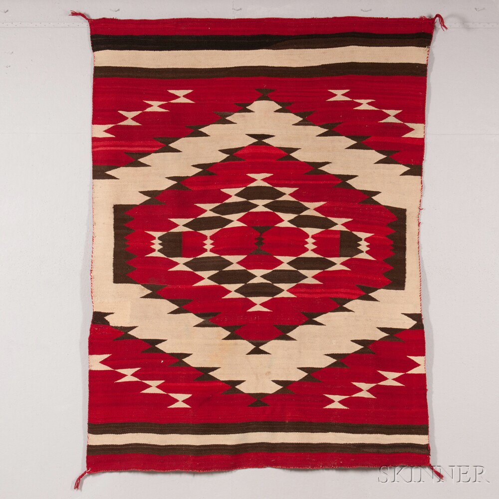 Appraisal: Navajo Rug woven with natural and synthetic dyed homespun wool