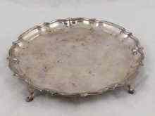 Appraisal: A hallmarked silver three footed salver approx cm diameter Chester