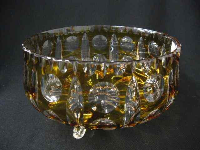 Appraisal: Topaz Cut-to-Clear Crystal Bowl tri-footed '' excellent