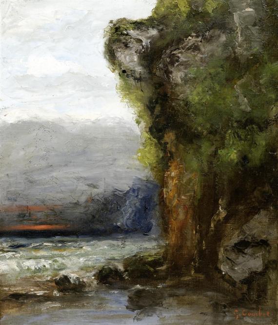 Appraisal: Workshop of COURBET GUSTAVE Ornans - La Tour-de-Peilz Coastal landscape