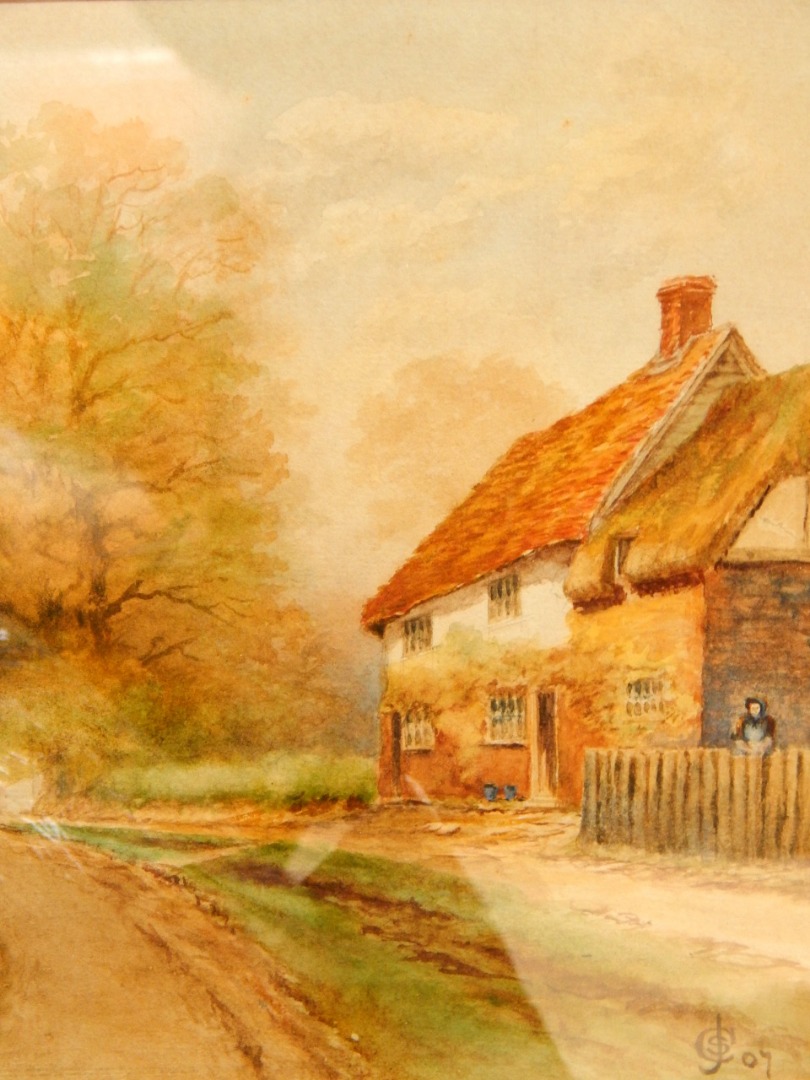 Appraisal: English School Country Homestead watercolour monogrammed CSJ dated cm x