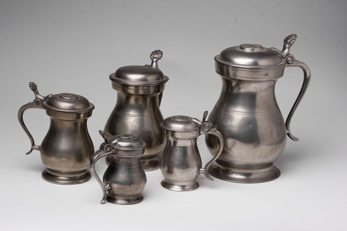 Appraisal: ASSEMBLED SET OF FIVE SCOTTISH LIDDED MEASURES Each of baluster