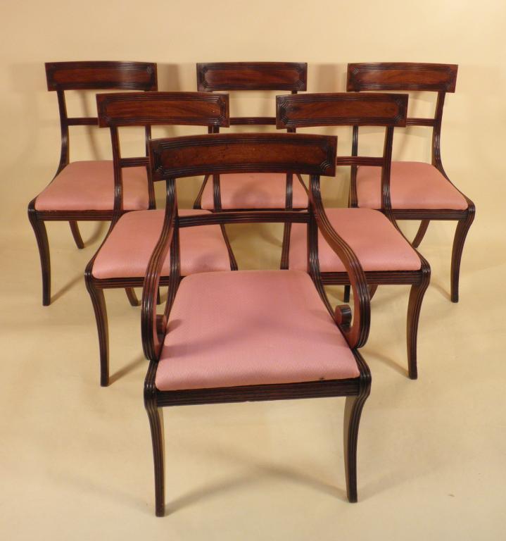 Appraisal: A set of six Regency mahogany dining chairs each with