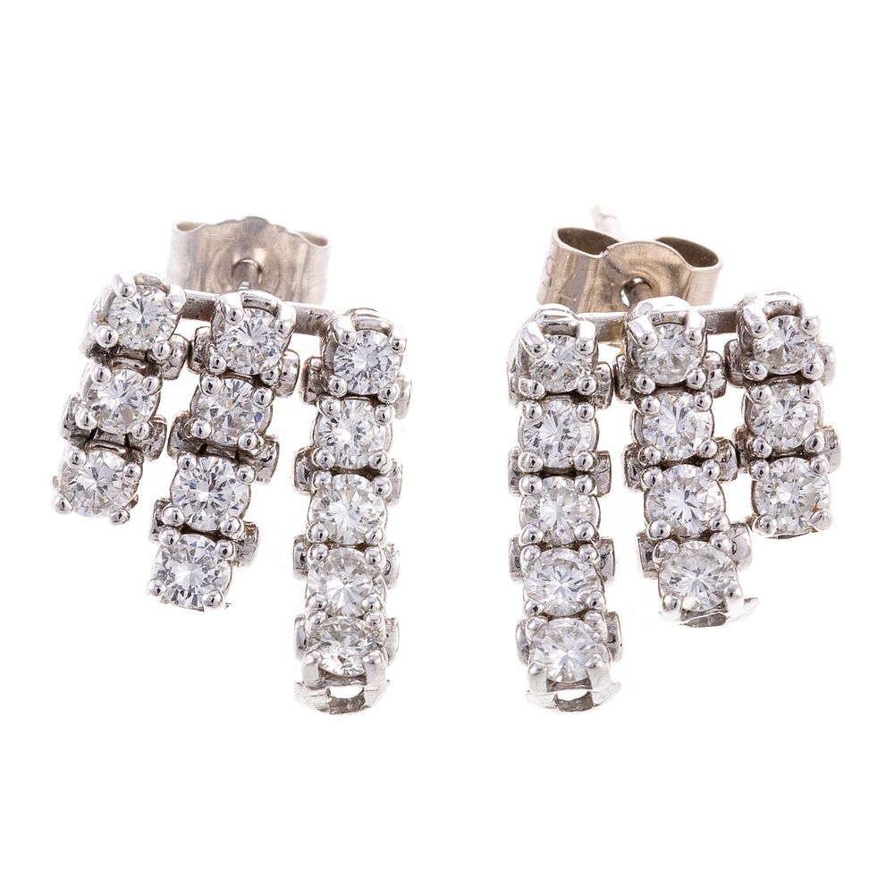 Appraisal: A Pair of Diamond Fringe Earrings in K K white