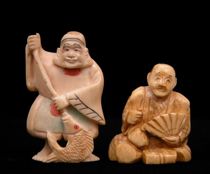 Appraisal: A Pair of early th Century Japanese Netsukes Carved ivory