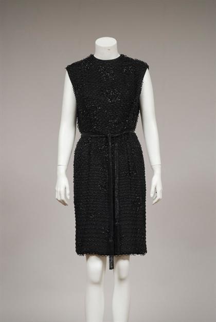 Appraisal: Two black beaded Esther Pomerantz dresses s Both sleeveless one