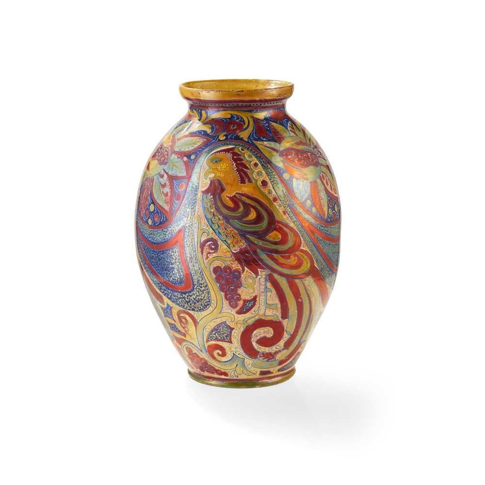 Appraisal: ALFREDO SANTARELLI - ITALIAN MAIOLICA VASE CIRCA lustre-glazed earthenware painted