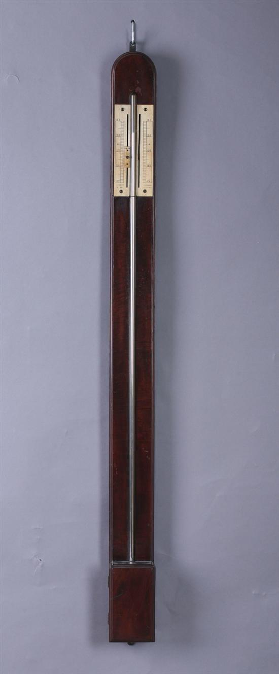 Appraisal: REGENCY MAHOGANY BAROMETER early th century circa Arching molded plank