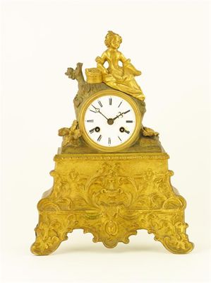 Appraisal: A th century French gilt brass mantel clock the day