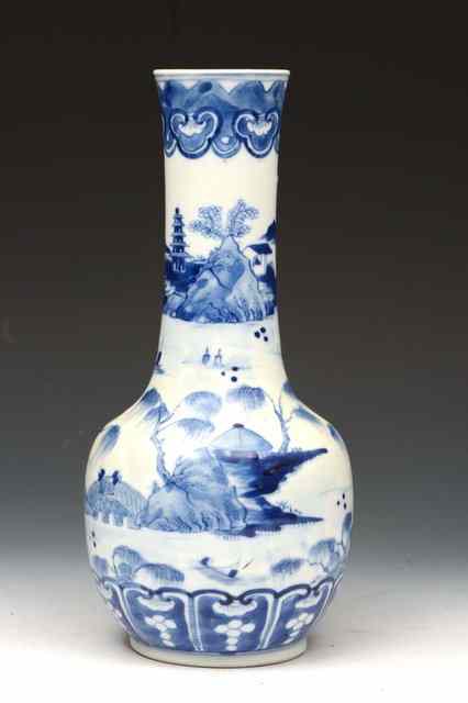 Appraisal: A CHINESE BLUE AND WHITE PORCELAIN BALUSTER VASE with lake