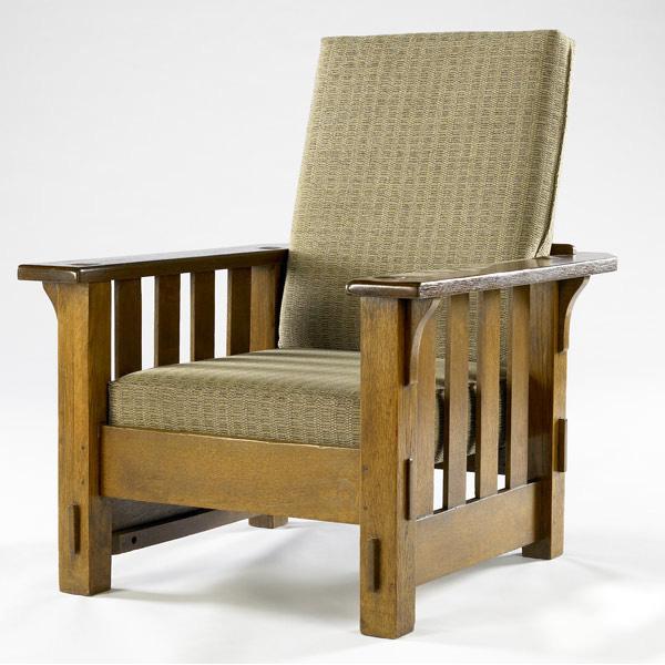 Appraisal: J M YOUNG Morris chair with slats to the floor