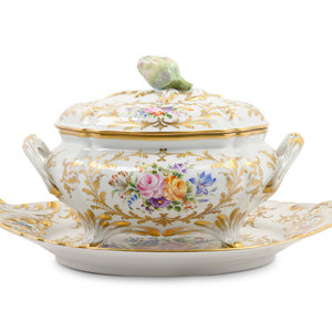 Appraisal: A French Parcel Gilt and Hand Painted Porcelain Tureen Camille