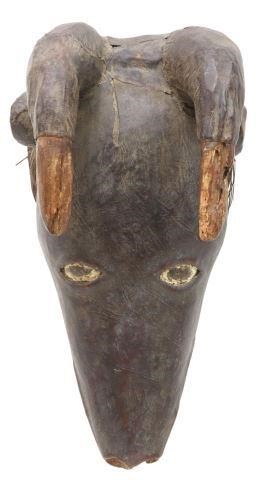 Appraisal: Large African headdress possibly Ekoi Ejagham peoples Nigeria Cameroon leather