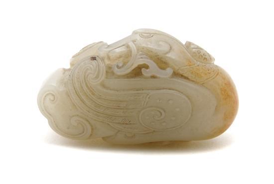 Appraisal: A Celadon Jade Carving of a Goose having russet rhind