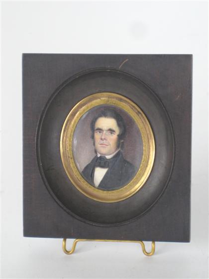 Appraisal: American School th century miniature portrait of a gentleman Unsigned