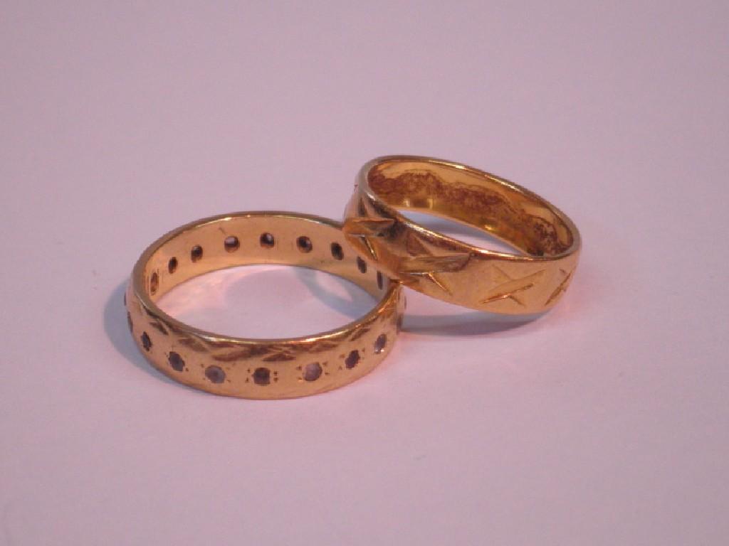 Appraisal: A ct wedding band g and another set with tiny