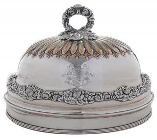 Appraisal: Old Sheffield Plate Entr e Cover with English Silver Handle