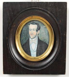 Appraisal: Miniature W C On Ivory Portrait Luther Blevin Miniature watercolor