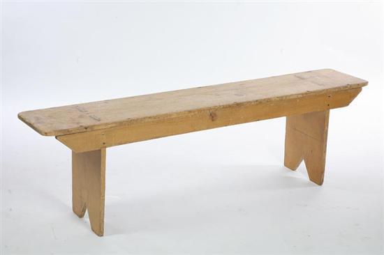 Appraisal: COUNTRY BENCH Pine with mortised constuction and bootjack ends h