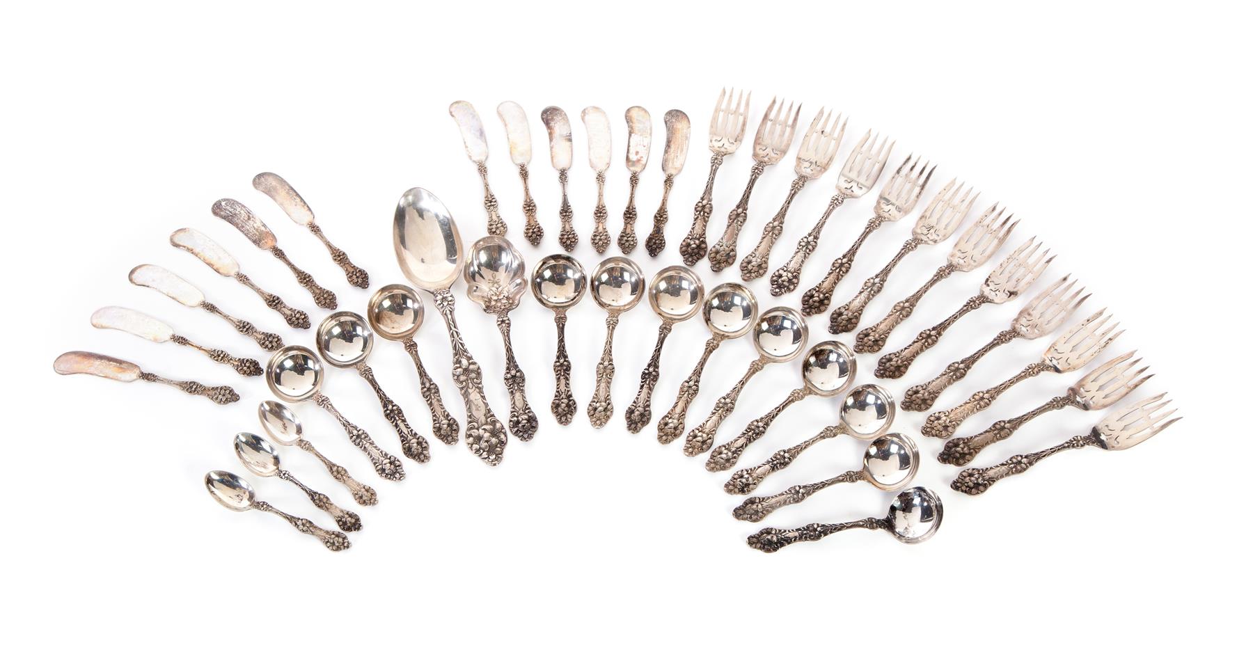 Appraisal: GROUP OF ALVIN ORANGE BLOSSOM PATTERN STERLING SILVER FLATWARE American