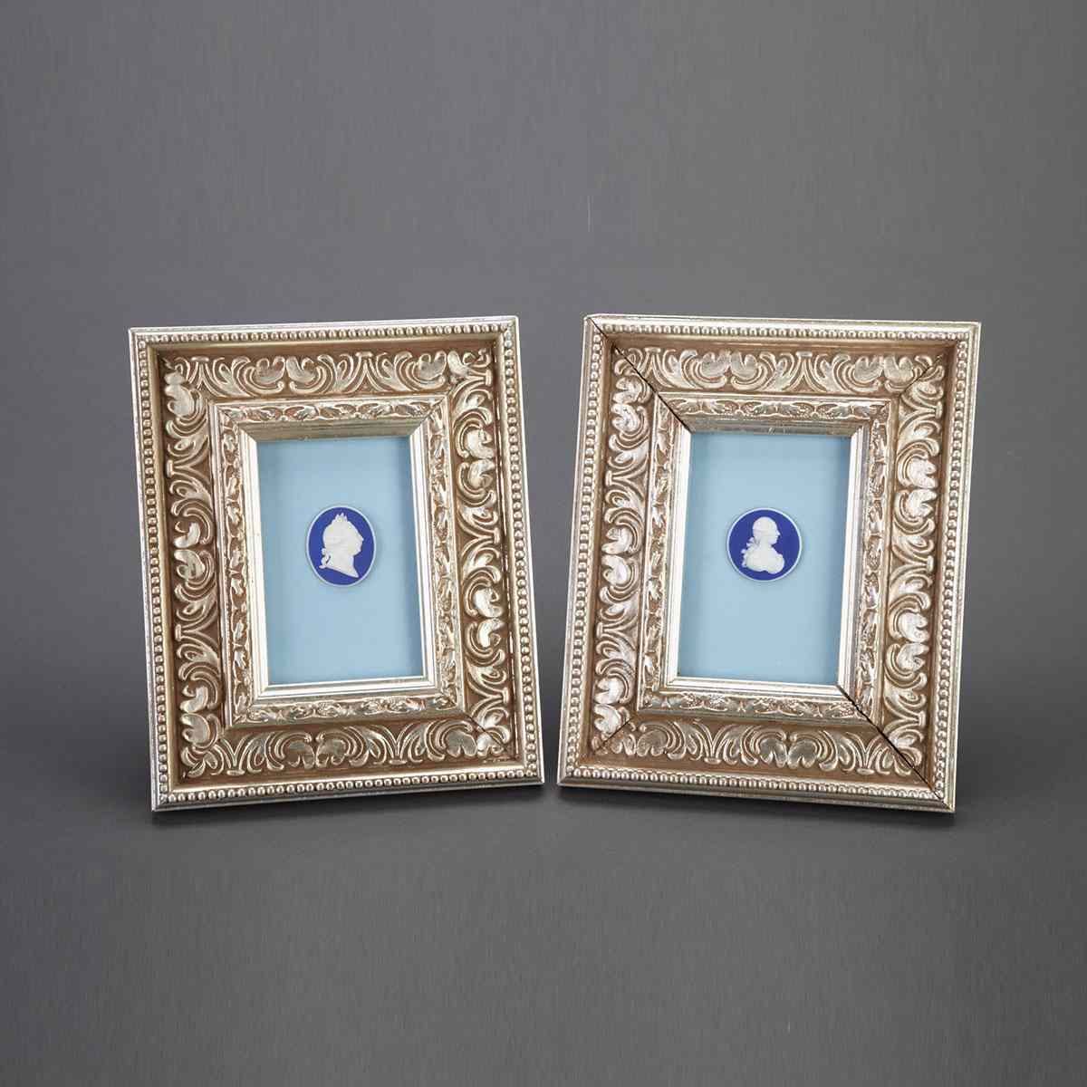 Appraisal: Two Wedgwood Blue Jasper Oval Portrait Medallions of George III