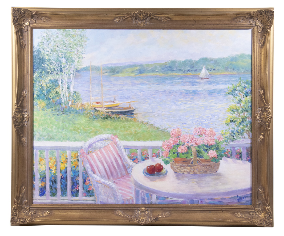 Appraisal: HUNT Serene Summer Damariscotta Lake oil on canvas signed lower