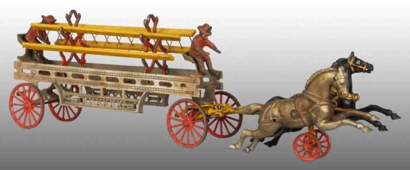 Appraisal: Cast Iron Horse-Drawn Fire Ladder Toy Description Two horses in