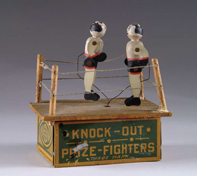 Appraisal: STRAUSS KNOCK OUT FIGHTERS Pat USA Wooden platform boxing ring