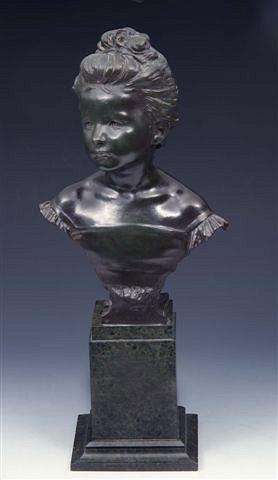 Appraisal: ALFRED DRURY British - A bronze bust of Elsie Doncaster