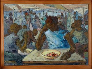 Appraisal: Ablade Glover - Ghanaian Worker's Canteen oil on canvas signed