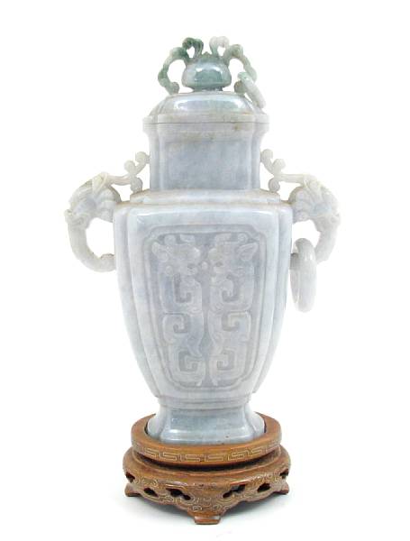 Appraisal: A Chinese jadeite covered vase lacking one ring height in