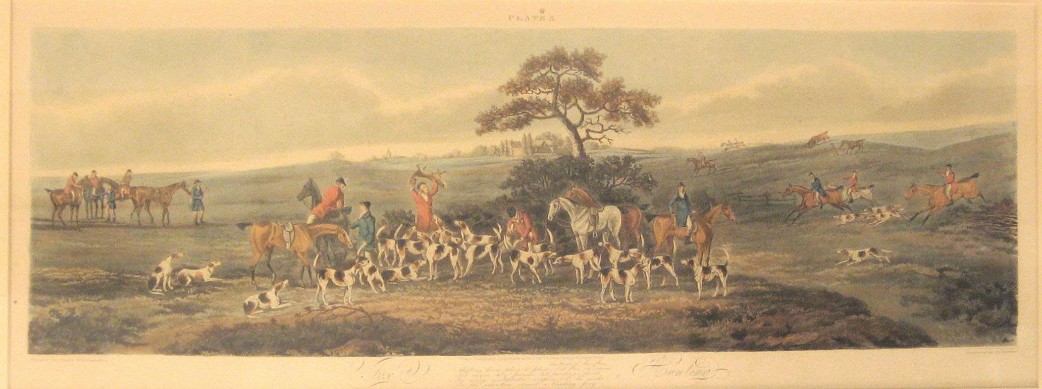 Appraisal: piece Hand-Colored Aquatint Sutherland after Wolstenholme Fox Hunting Plate 'Distress'd