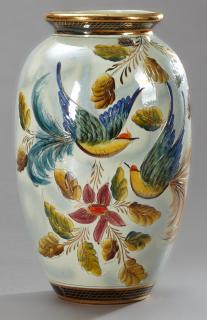 Appraisal: Belgian Ceramic Baluster Vase th c with gilt and bright