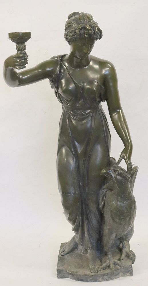 Appraisal: Life Size Patinated Bronze Sculpture Of A Beauty With An