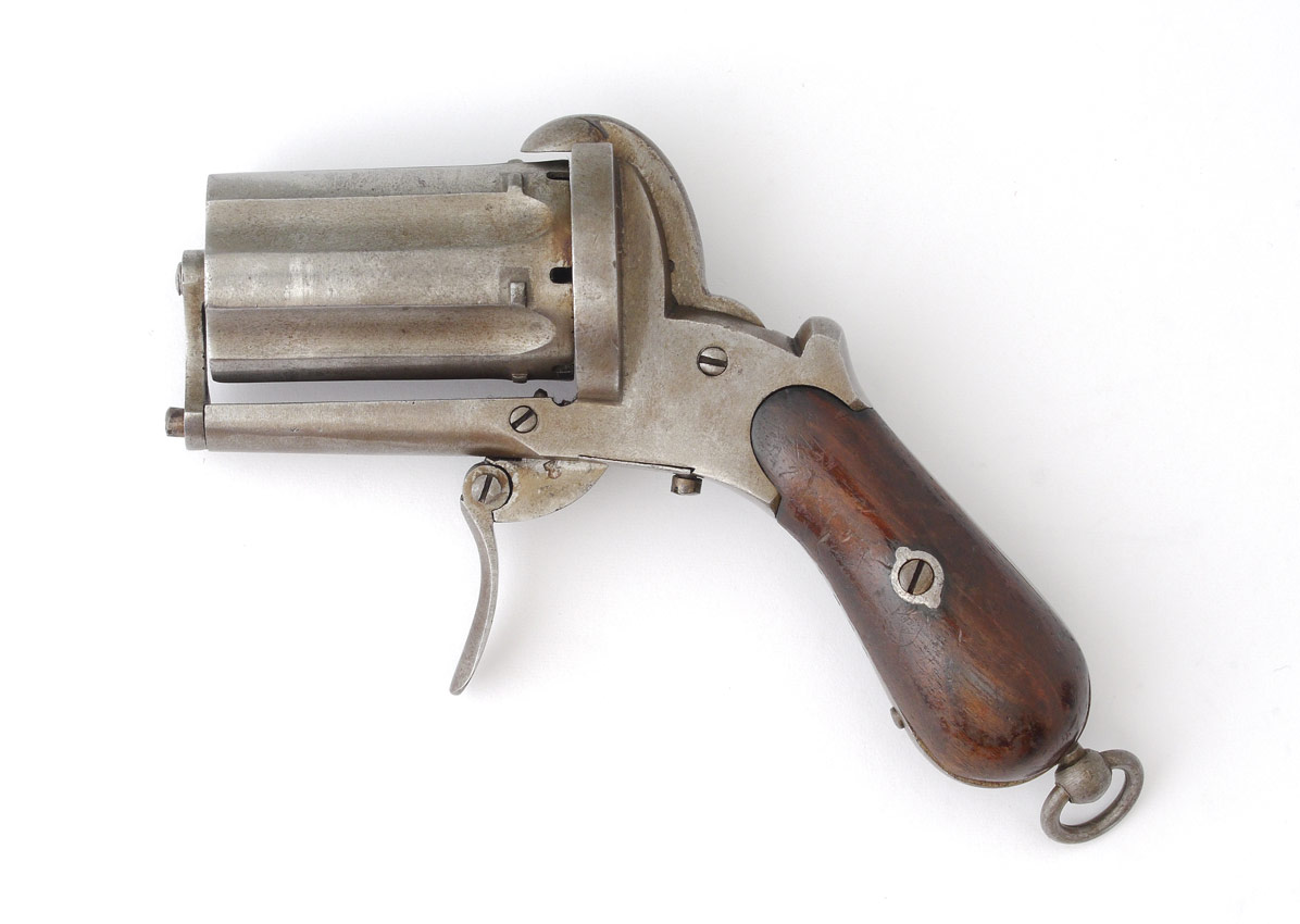 Appraisal: TH CENTURY SHOT PINFIRE PEPPERBOX PISTOL European mm shot with