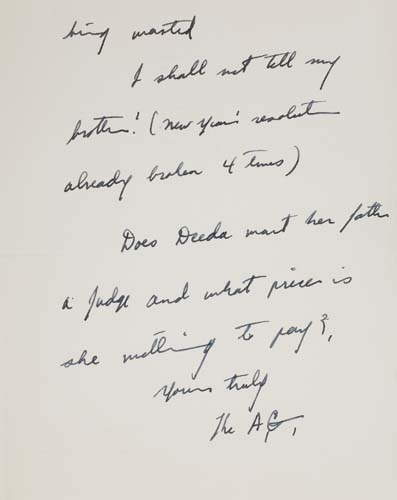 Appraisal: I SHALL NOT TELL MY BROTHER KENNEDY ROBERT Autograph Letter