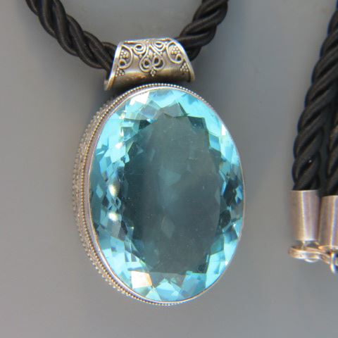 Appraisal: Blue Quartz Pendant carat faceted gem in sterling silver gorgeous