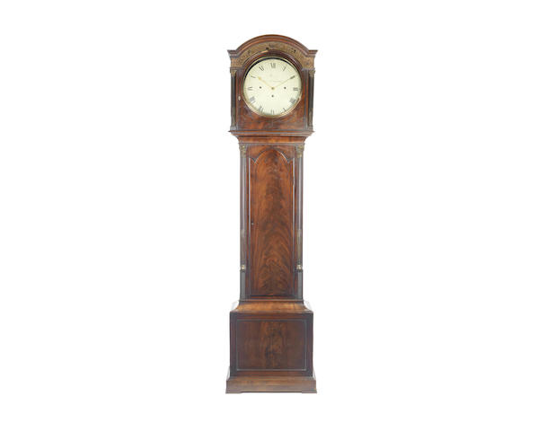 Appraisal: A fine early th century brass-mounted mahogany musical longcase clock